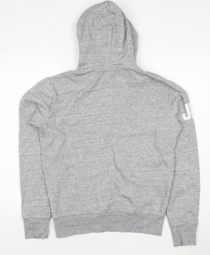 Superdry Men Grey S Pullover Hoodie Graphic Logo Fleece Pocket