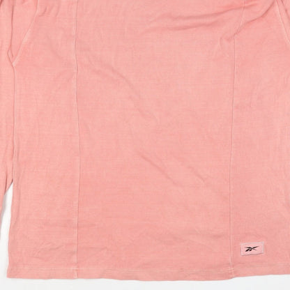 Reebok Men’s Pink M Ribbed Crew Neck Lightweight Pullover Sweatshirt