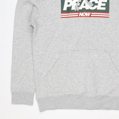 Peace Love World Men Grey S Pullover Hoodie Graphic Logo Pocket