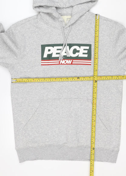 Peace Love World Men Grey S Pullover Hoodie Graphic Logo Pocket