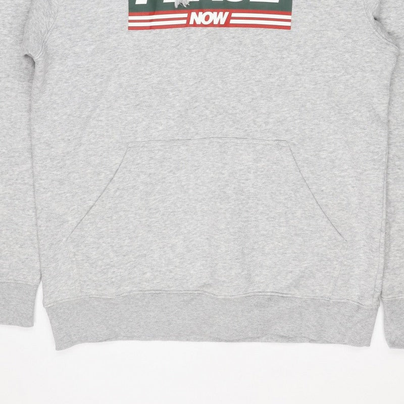 Peace Love World Men Grey S Pullover Hoodie Graphic Logo Pocket