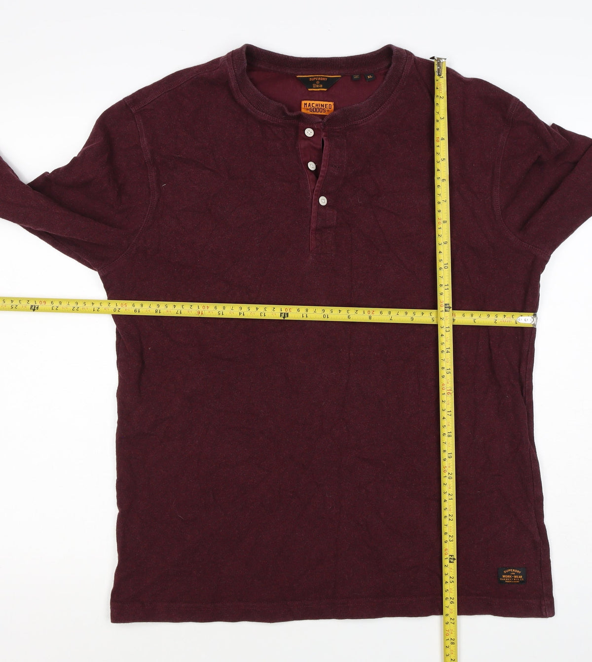 Superdry Men’s Red XL Henley Long Sleeve Cotton Sweatshirt