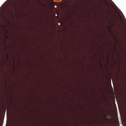 Superdry Men’s Red XL Henley Long Sleeve Cotton Sweatshirt