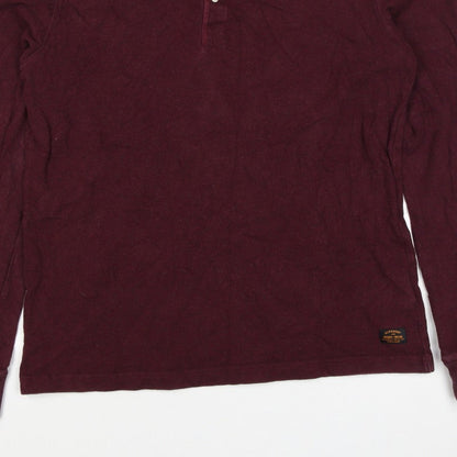 Superdry Men’s Red XL Henley Long Sleeve Cotton Sweatshirt