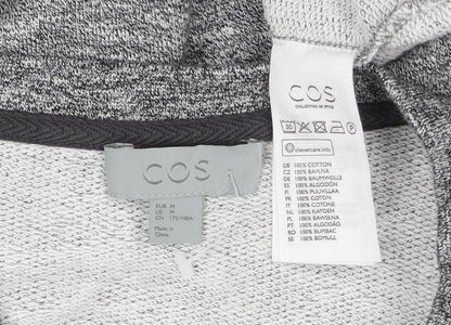 COS Men’s Grey Marl M Crew Neck Cotton Sweatshirt Zip Pocket