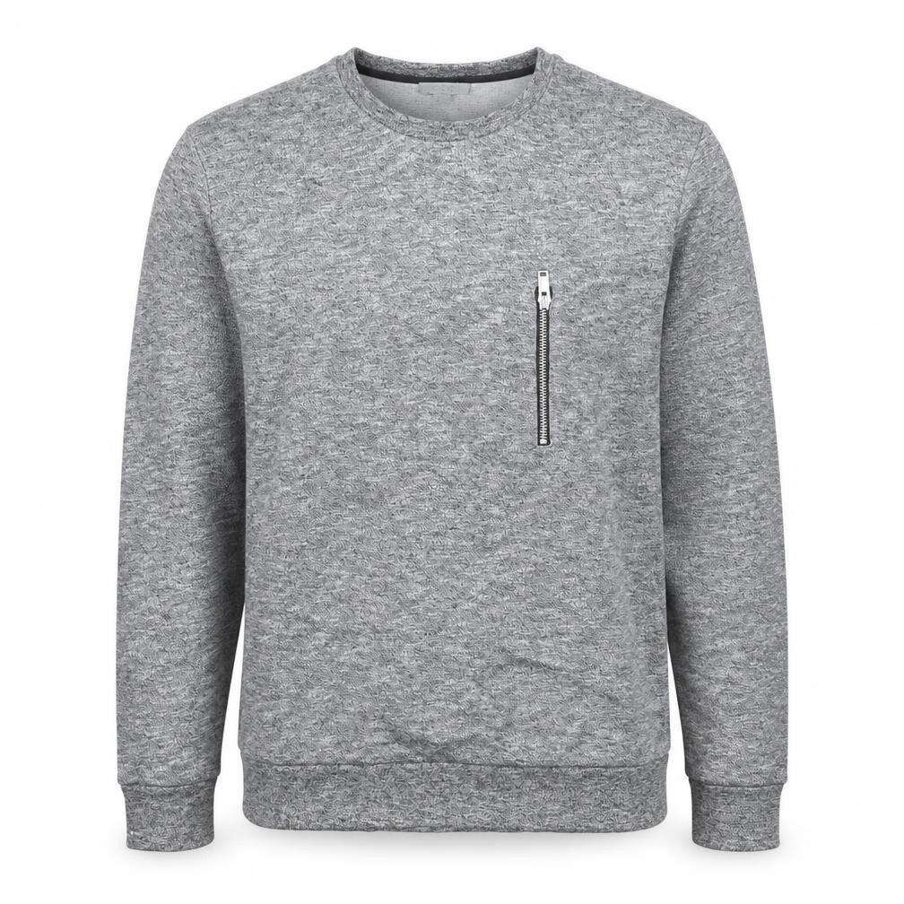 COS Men’s Grey Marl M Crew Neck Cotton Sweatshirt Zip Pocket