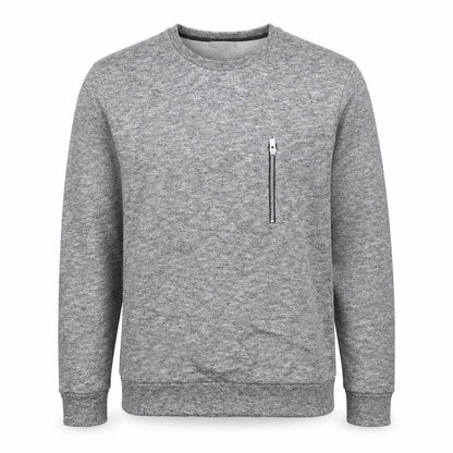 COS Men’s Grey Marl M Crew Neck Cotton Sweatshirt Zip Pocket