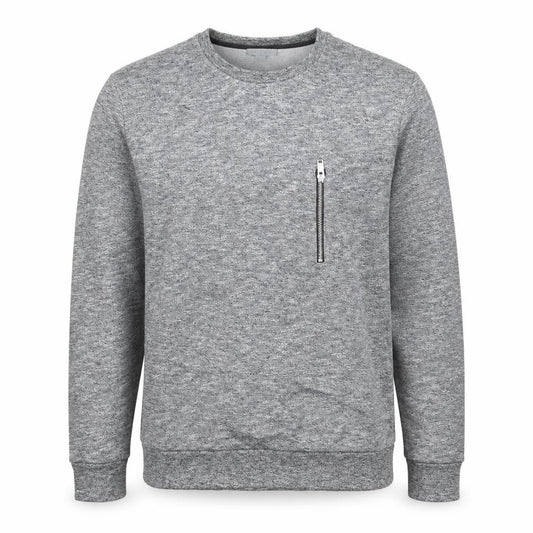 COS Men’s Grey Marl M Crew Neck Cotton Sweatshirt Zip Pocket