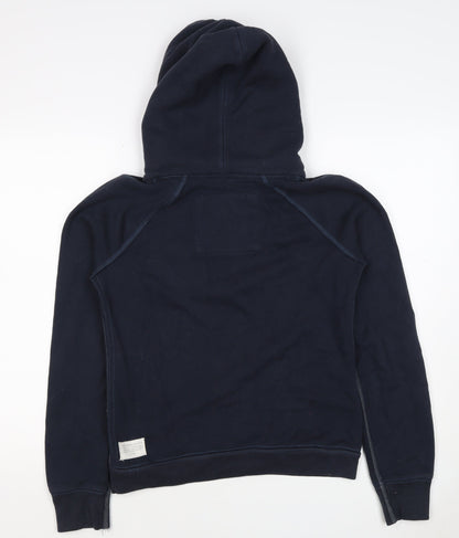 Abercrombie & Fitch Men Navy L Pullover Hoodie Logo Pocket Cotton Blend