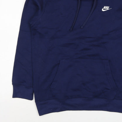 Nike Women Blue L Pullover Hoodie Logo Fleece Pockets