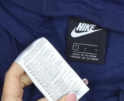 Nike Women Blue L Pullover Hoodie Logo Fleece Pockets