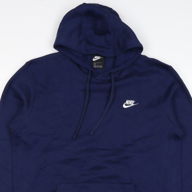 Nike Women Blue L Pullover Hoodie Logo Fleece Pockets