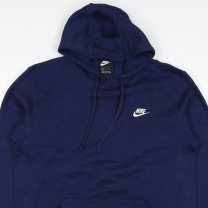 Nike Women Blue L Pullover Hoodie Logo Fleece Pockets