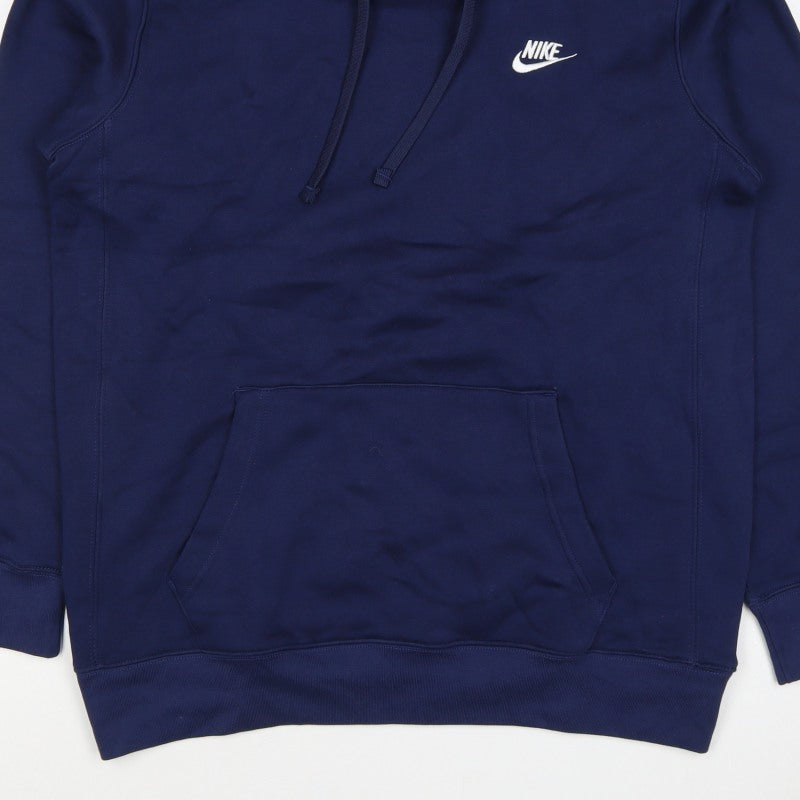 Nike Women Blue L Pullover Hoodie Logo Fleece Pockets