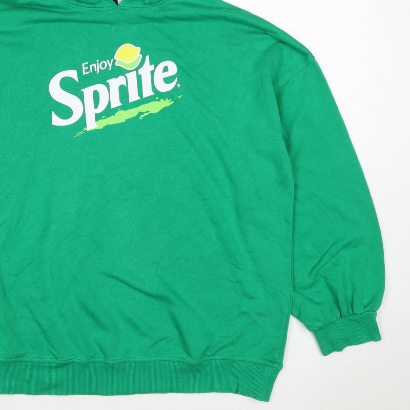 H&M Women Green UK 10 S Sprite Logo Hooded Pullover Sweatshirt