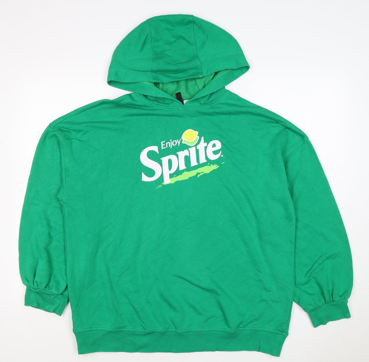 H&M Women Green UK 10 S Sprite Logo Hooded Pullover Sweatshirt