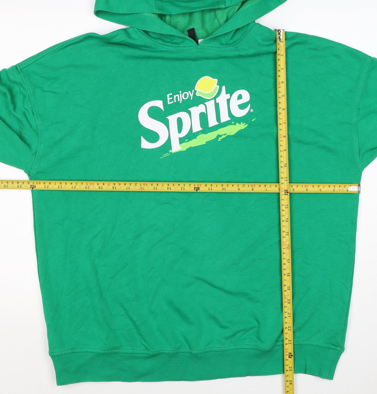 H&M Women Green UK 10 S Sprite Logo Hooded Pullover Sweatshirt