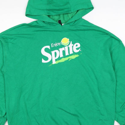 H&M Women Green UK 10 S Sprite Logo Hooded Pullover Sweatshirt