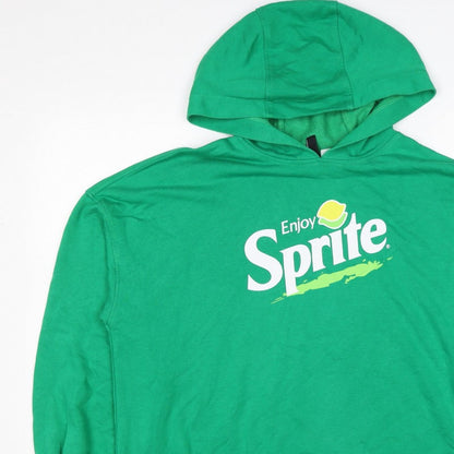 H&M Women Green UK 10 S Sprite Logo Hooded Pullover Sweatshirt