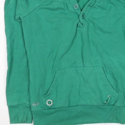 Red Herring Women’s Green Size 10 Henley Button Hooded Hoodie