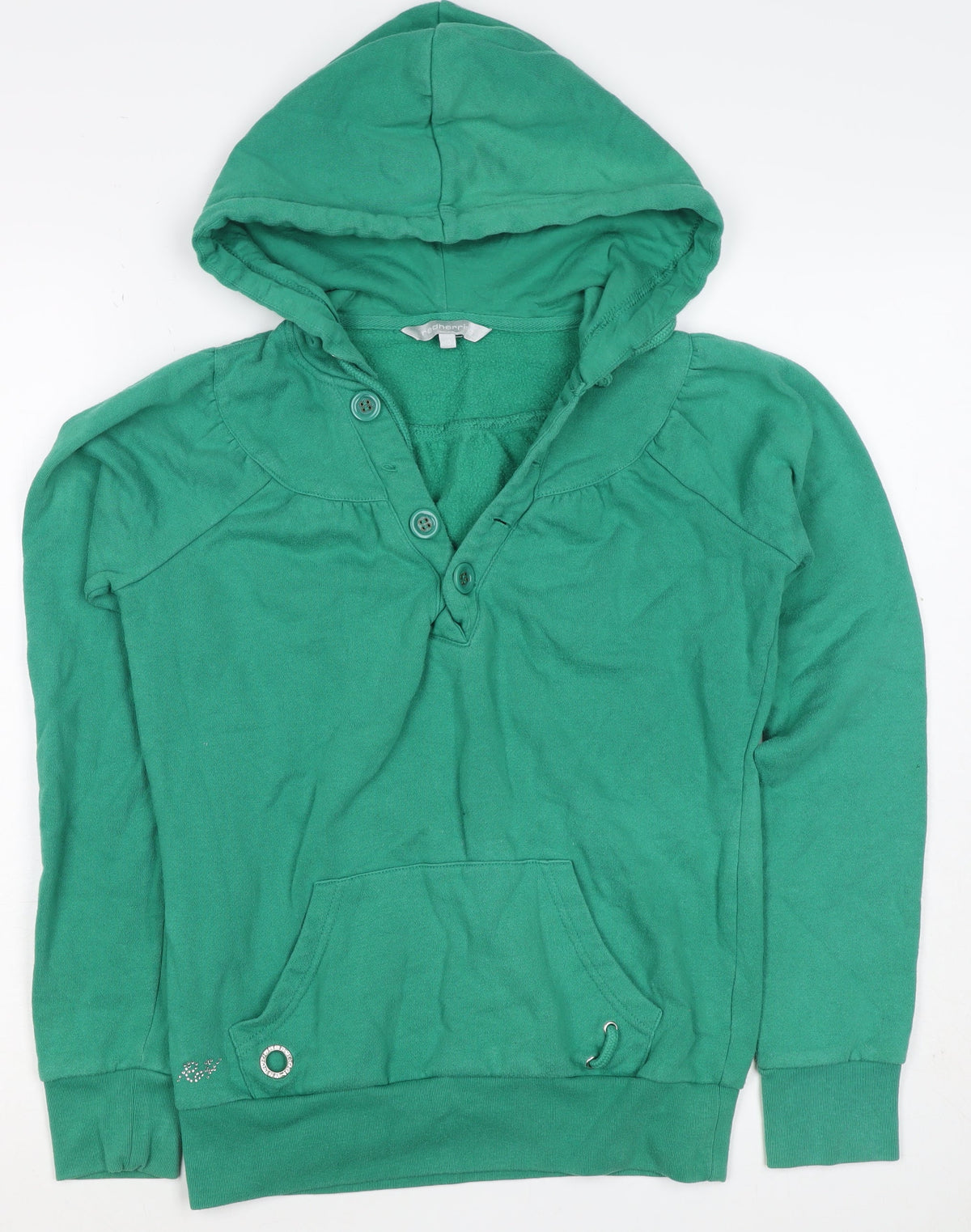 Red Herring Women’s Green Size 10 Henley Button Hooded Hoodie