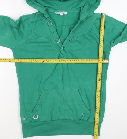 Red Herring Women’s Green Size 10 Henley Button Hooded Hoodie
