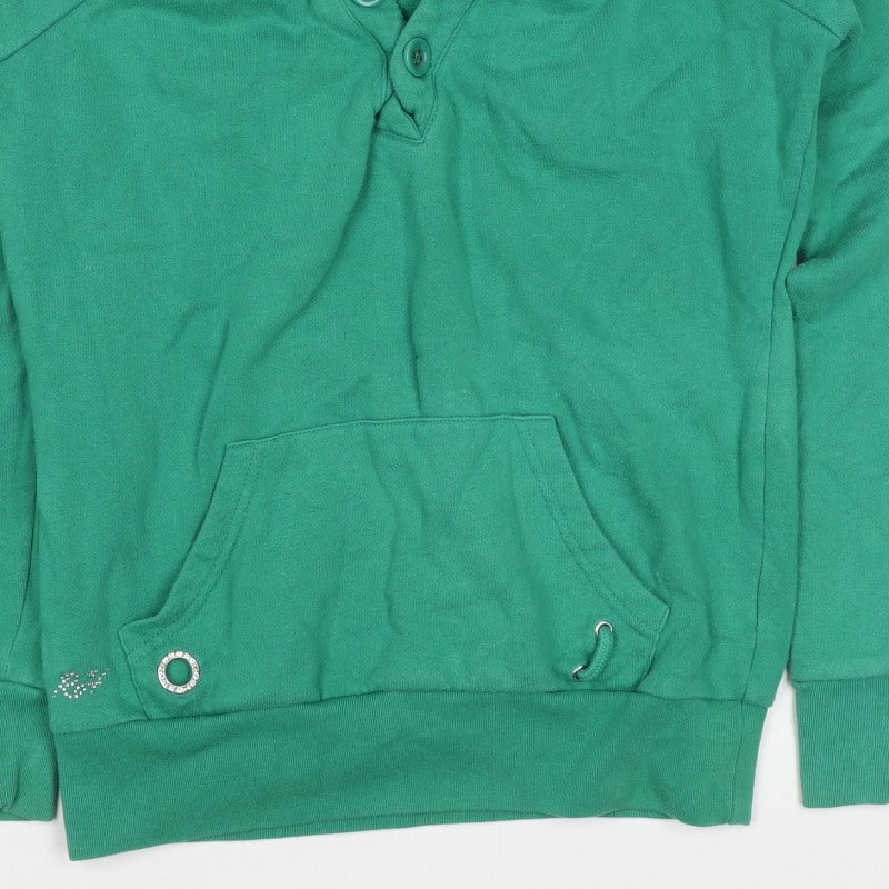 Red Herring Women’s Green Size 10 Henley Button Hooded Hoodie