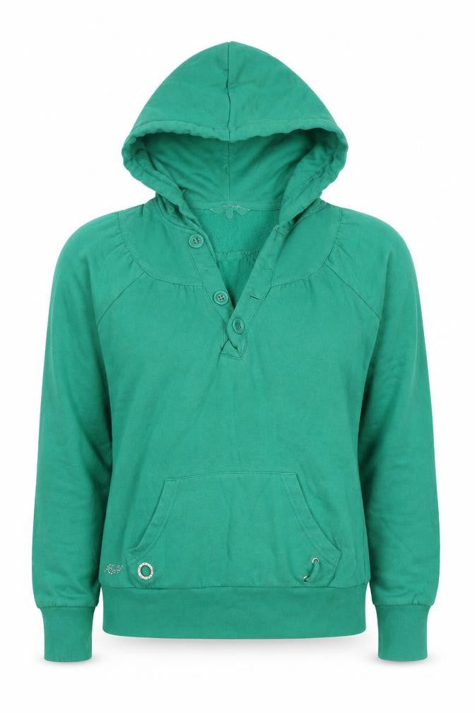 Red Herring Women’s Green Size 10 Henley Button Hooded Hoodie