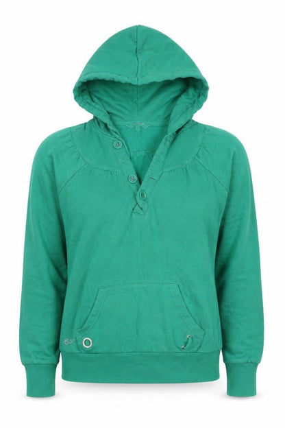 Red Herring Women’s Green Size 10 Henley Button Hooded Hoodie