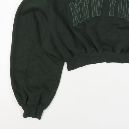 Zara Women’s Green S New York Cropped Pullover Sweatshirt