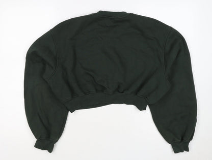 Zara Women’s Green S New York Cropped Pullover Sweatshirt