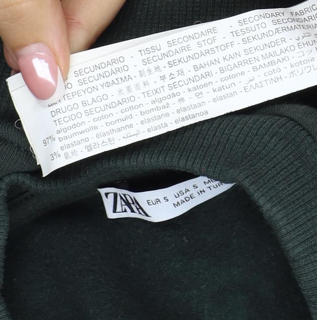 Zara Women’s Green S New York Cropped Pullover Sweatshirt