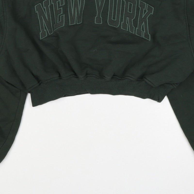 Zara Women’s Green S New York Cropped Pullover Sweatshirt