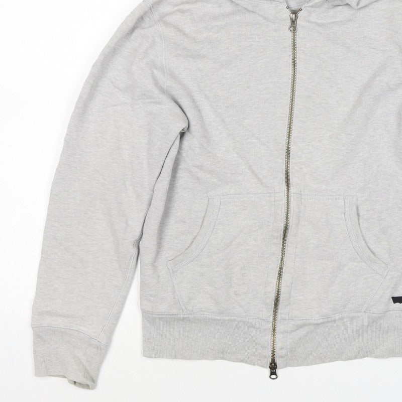 Levi's Men Grey Small Full Zip Hooded Cotton Blend Hoodie
