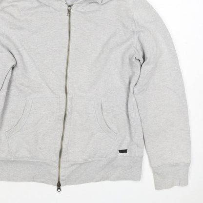 Levi's Men Grey Small Full Zip Hooded Cotton Blend Hoodie