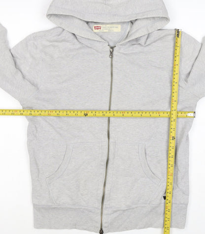 Levi's Men Grey Small Full Zip Hooded Cotton Blend Hoodie