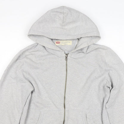 Levi's Men Grey Small Full Zip Hooded Cotton Blend Hoodie