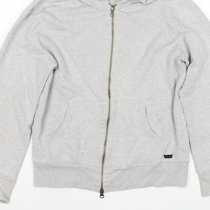 Levi's Men Grey Small Full Zip Hooded Cotton Blend Hoodie