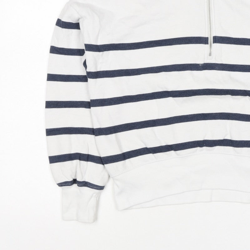 Abercrombie Kids Girls White Navy Striped 13-14 Years 1/4 Zip Sweatshirt