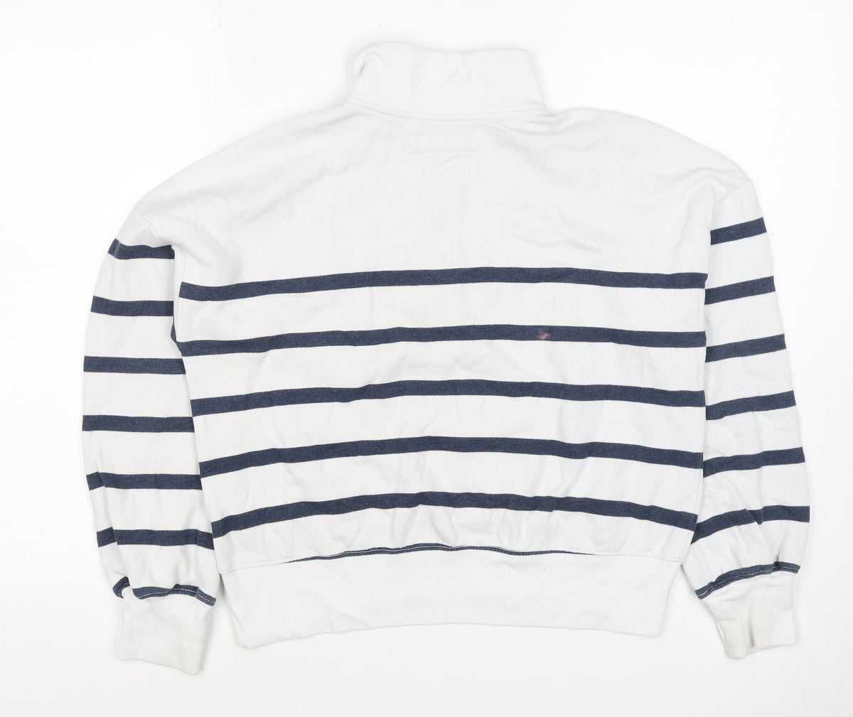 Abercrombie Kids Girls White Navy Striped 13-14 Years 1/4 Zip Sweatshirt