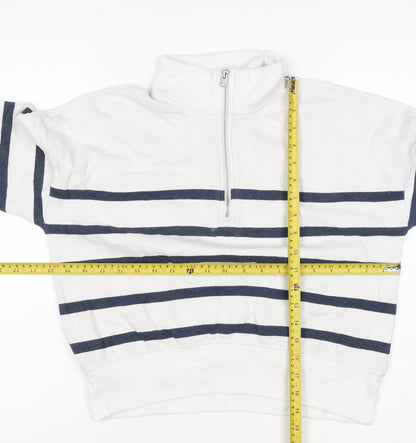 Abercrombie Kids Girls White Navy Striped 13-14 Years 1/4 Zip Sweatshirt