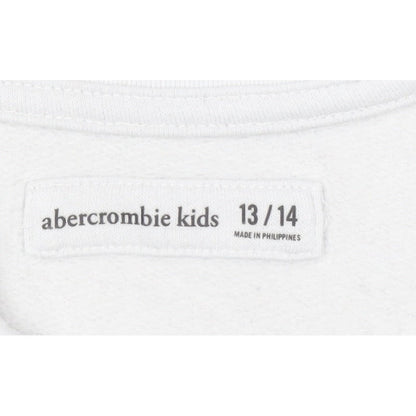 Abercrombie Kids Girls White Navy Striped 13-14 Years 1/4 Zip Sweatshirt