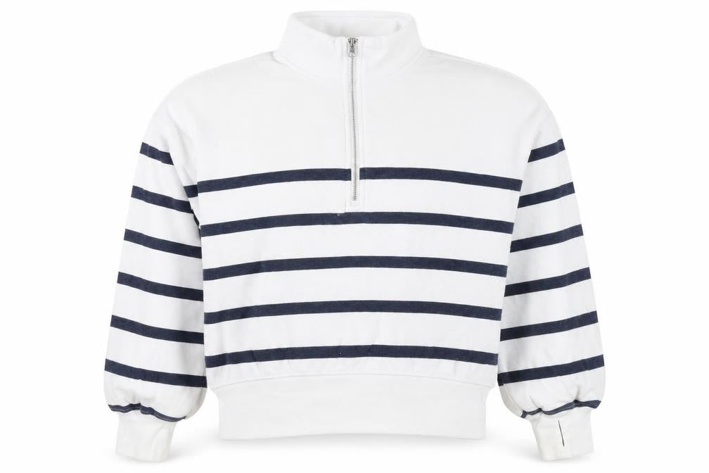 Abercrombie Kids Girls White Navy Striped 13-14 Years 1/4 Zip Sweatshirt