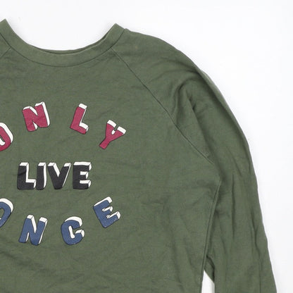Pull&Bear Women’s Green S Only Live Once Graphic Pullover Sweatshirt