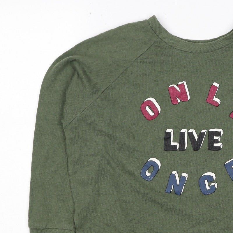 Pull&Bear Women’s Green S Only Live Once Graphic Pullover Sweatshirt