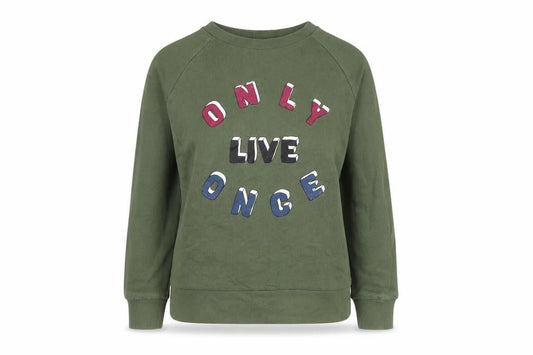 Pull&Bear Women’s Green S Only Live Once Graphic Pullover Sweatshirt