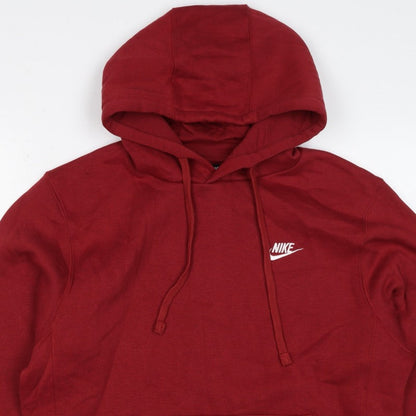 Nike Men’s Red M Pullover Hoodie Embroidered Logo Kangaroo Pocket