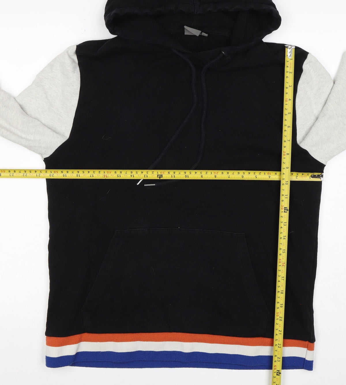 ASOS Men’s Black M Pullover Hoodie Colour Block Striped Trim