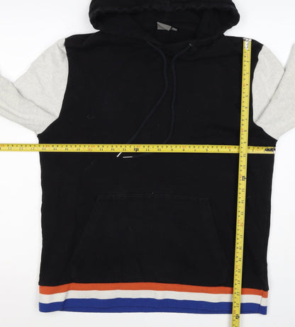 ASOS Men’s Black M Pullover Hoodie Colour Block Striped Trim