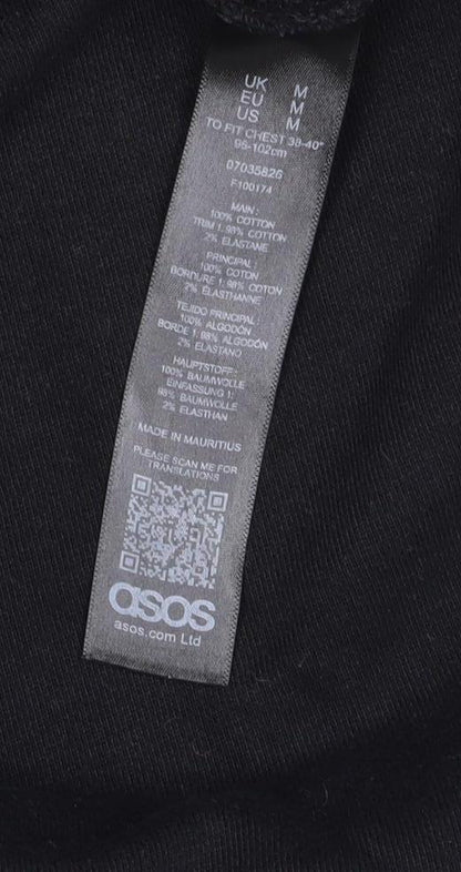 ASOS Men’s Black M Pullover Hoodie Colour Block Striped Trim